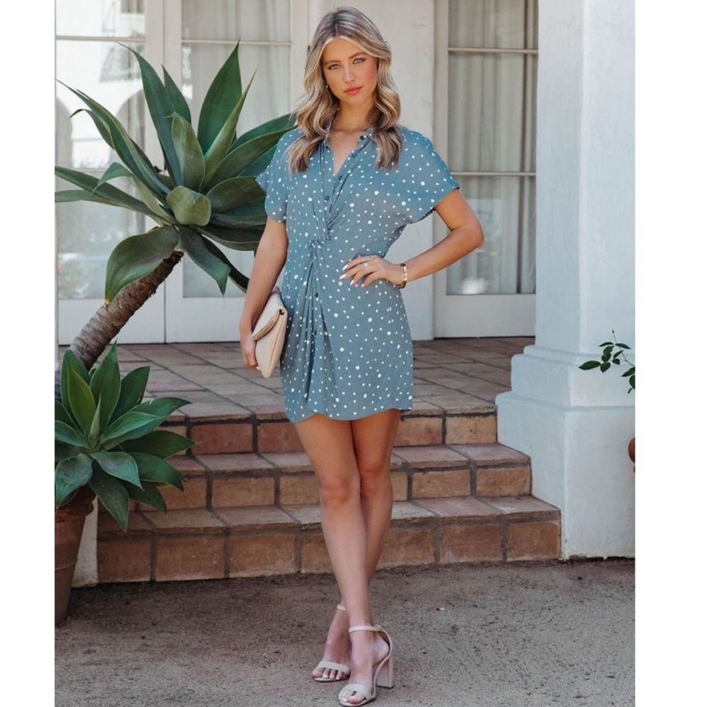Vici Manika Spotted Button Down Mini Dress